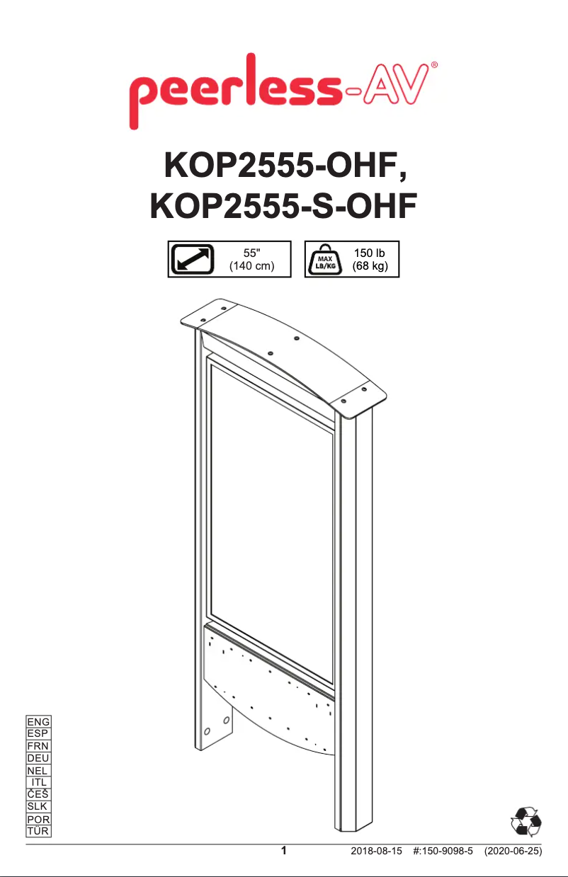 Página 1 del manual Manual de usuario Peerless-AV KOP2555-S-OHF