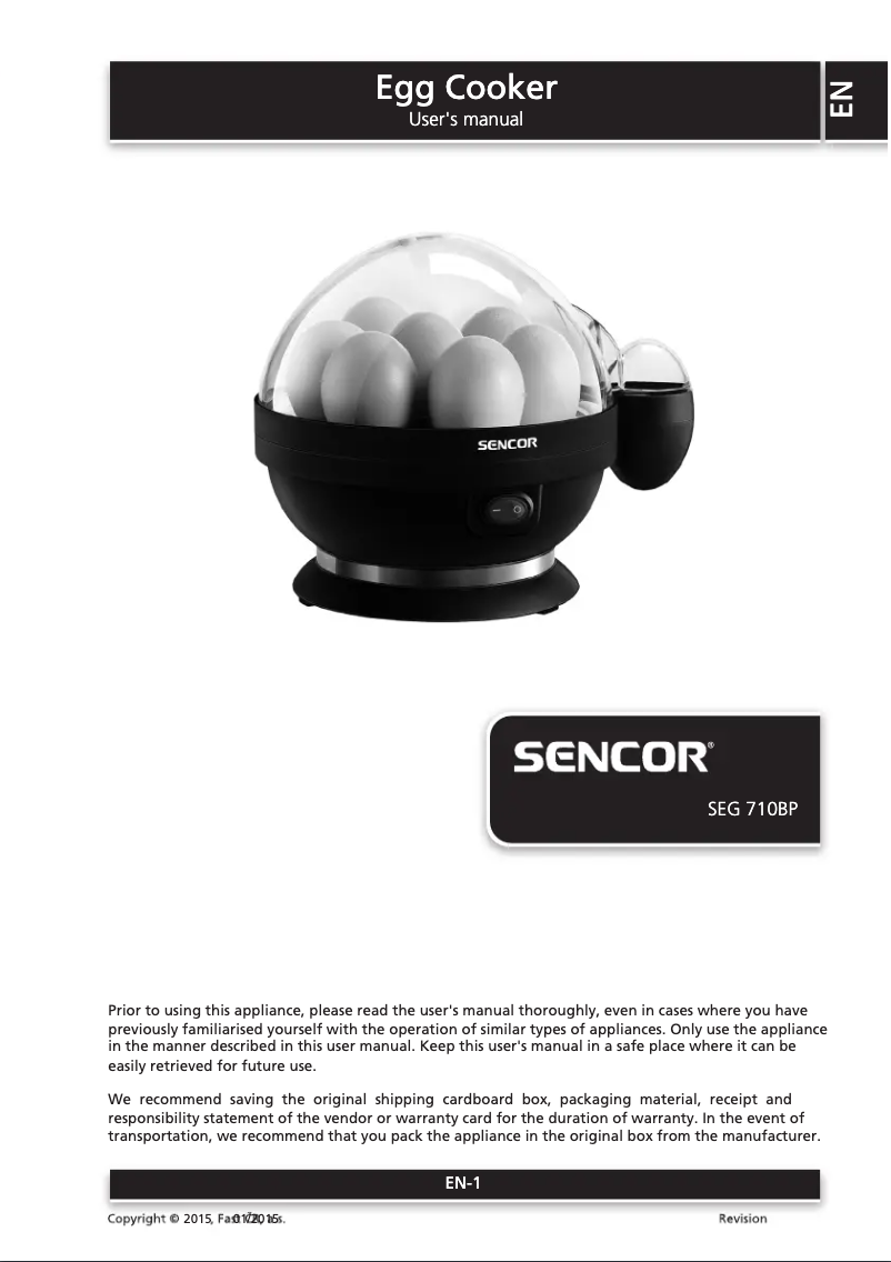 Página nº 1 - Manual de usuario Sencor SEG 710BP