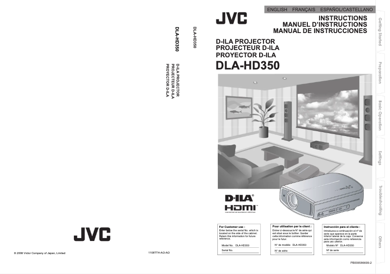 Imagen de la primera página del manual del dispositivo DLA-HD350
