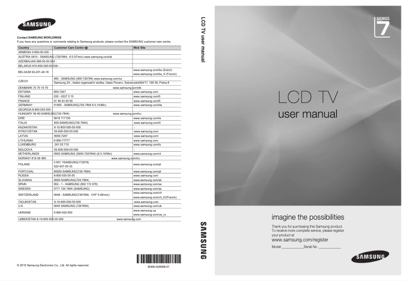 Página 1 del manual Manual de usuario Samsung LE46C750R2K