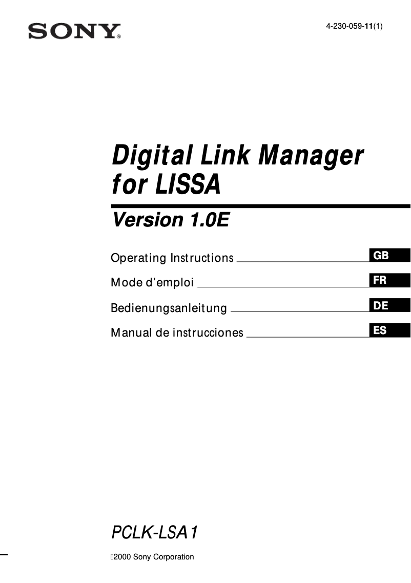 Imagen de la primera página del manual del dispositivo PCLK-LSA1