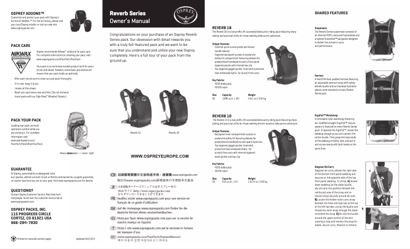 Imagen de la primera página del manual del dispositivo Reverb 10