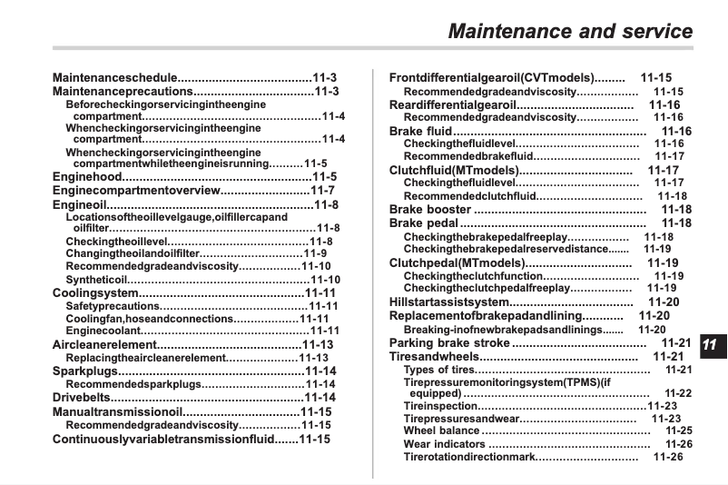 Imagen de la primera página del manual del dispositivo Impreza (2014)