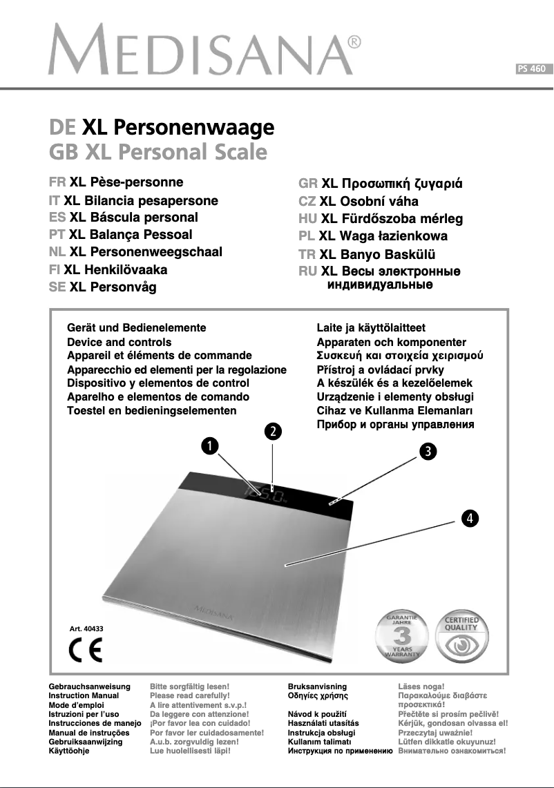 Imagen de la primera página del manual del dispositivo PS 460 XL