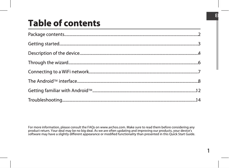 Imagen de la primera página del manual del dispositivo 101 Titanium