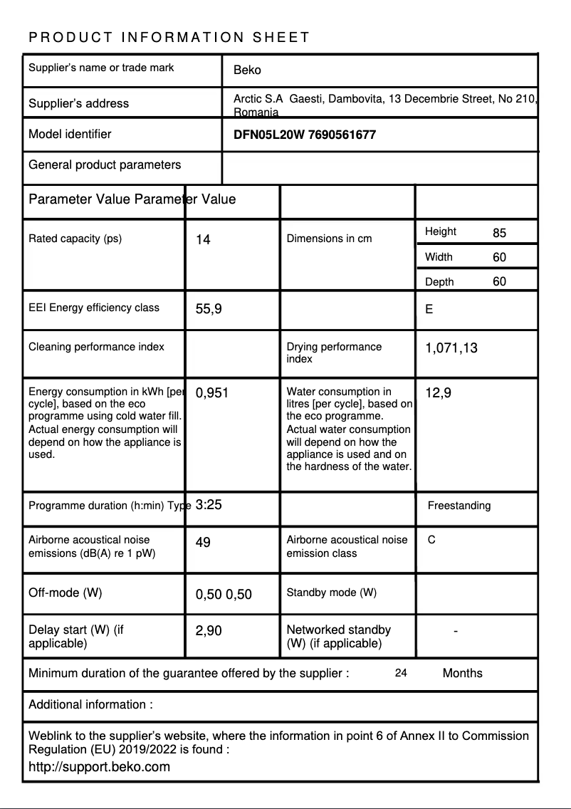 Imagen de la primera página del manual del dispositivo DFN 05L20 W