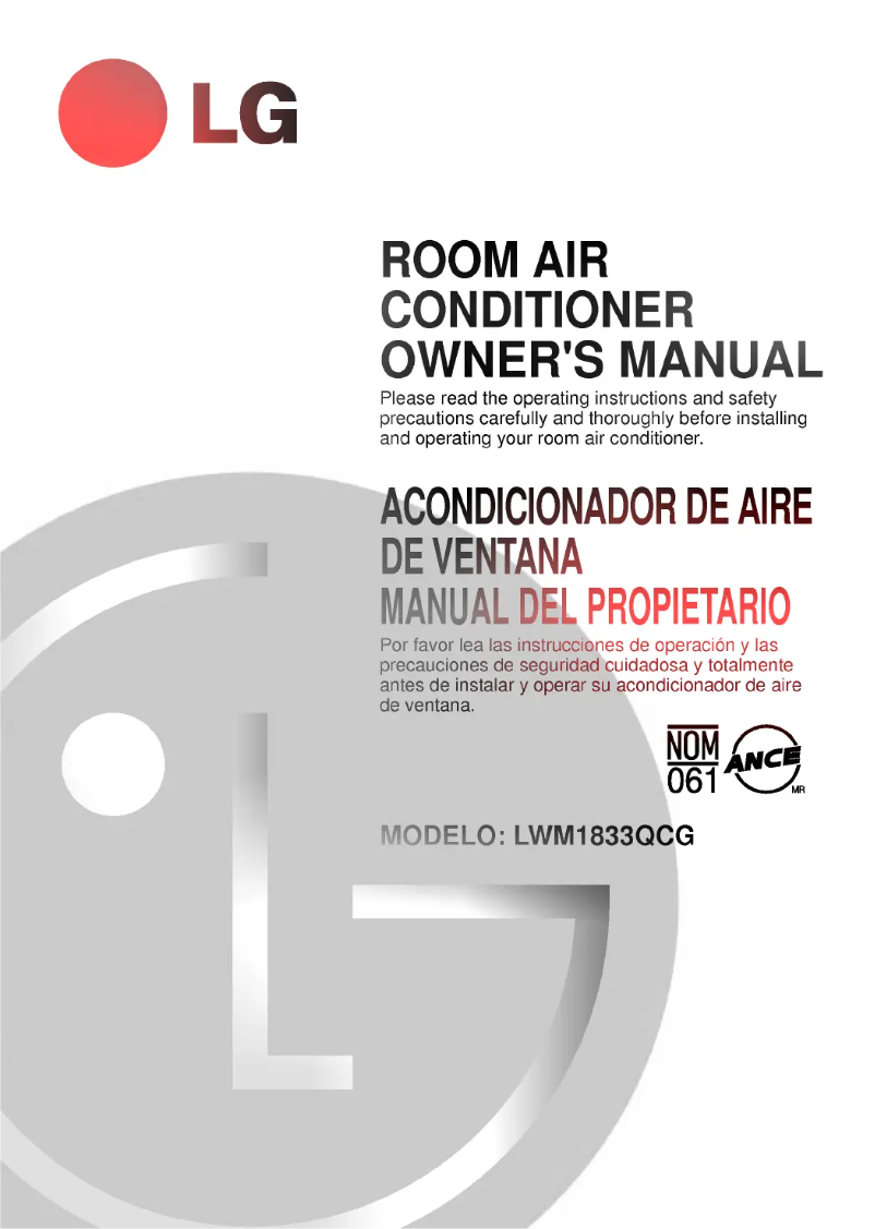 Imagen de la primera página del manual del dispositivo LWM1833QCG