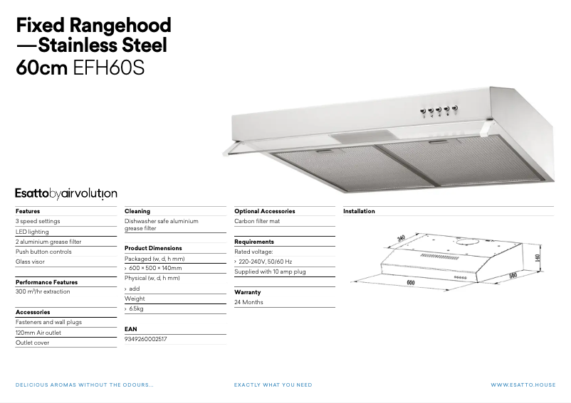 Imagen de la primera página del manual del dispositivo EFH60S