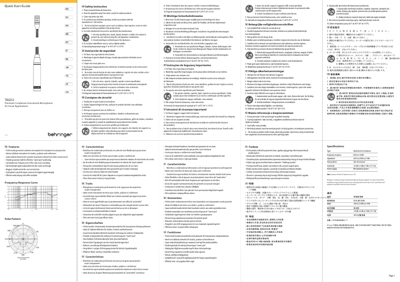 Página 1 del manual Manual de usuario Behringer TA5212