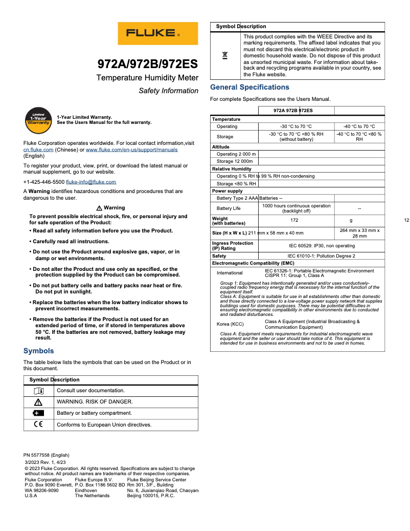 Imagen de la primera página del manual del dispositivo 972B