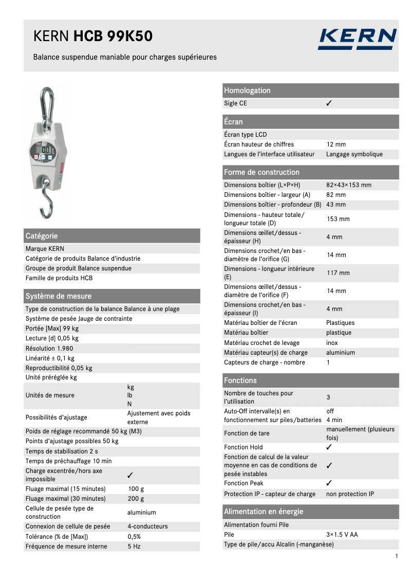 Imagen de la primera página del manual del dispositivo HCB 99K50
