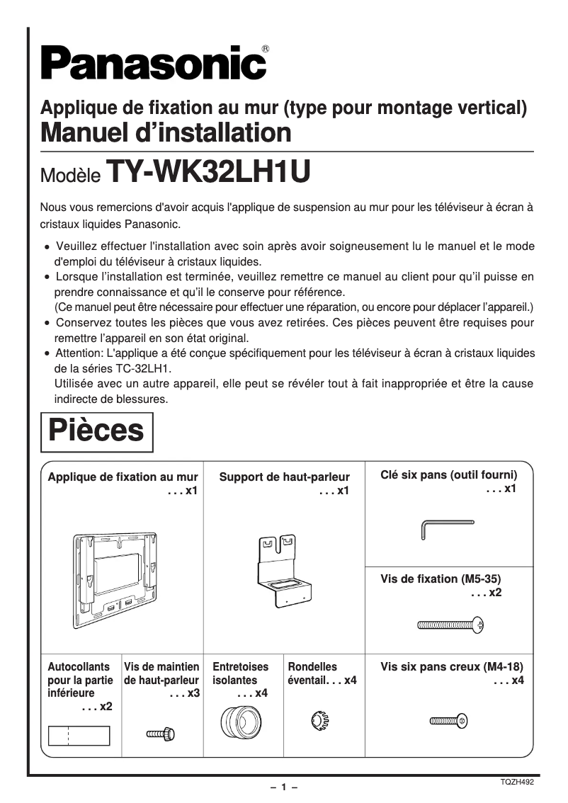 Imagen de la primera página del manual del dispositivo TY-WK32LH1U
