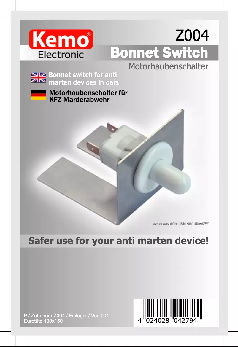 Imagen de la primera página del manual del dispositivo Z004