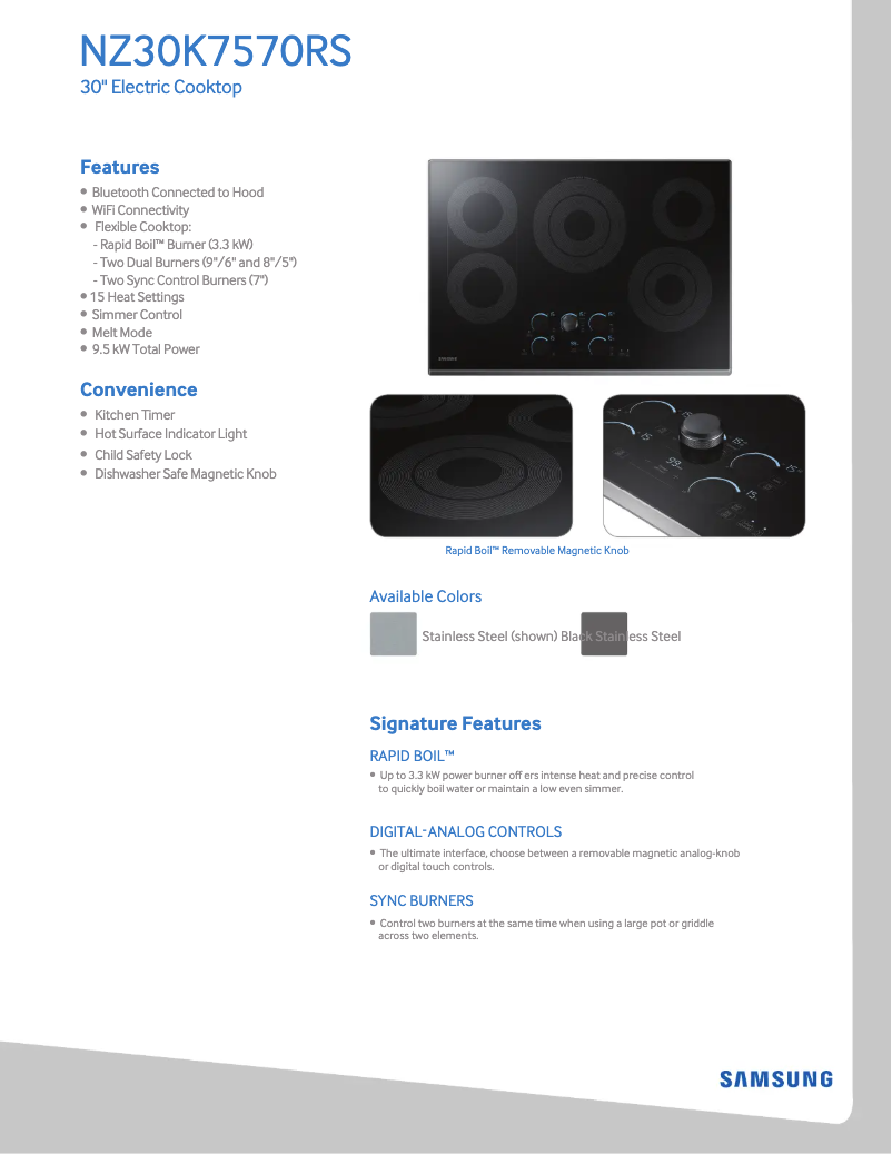 Página 1 del manual Información de garantía Samsung NZ30K7570RS