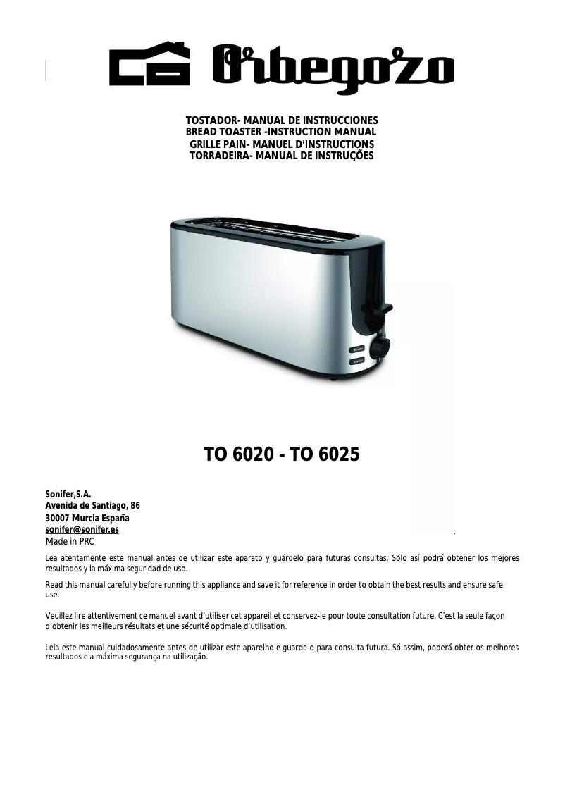 Página nº 1 - Manual de usuario Orbegozo TO 6020