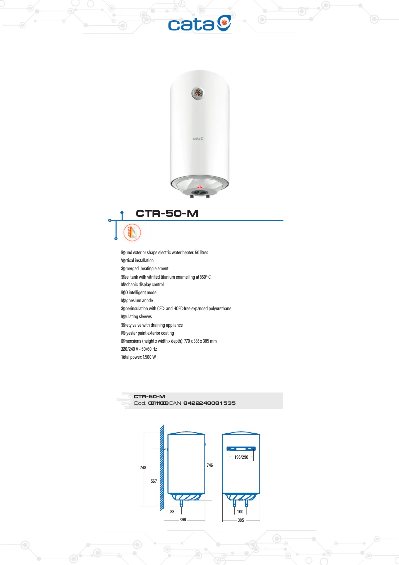 Imagen de la primera página del manual del dispositivo CTR-50-M