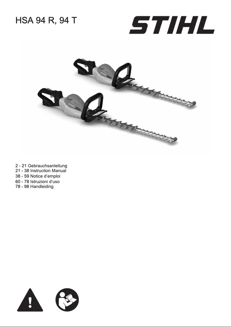 Página 1 del manual Manual de usuario Stihl HSA 94 T
