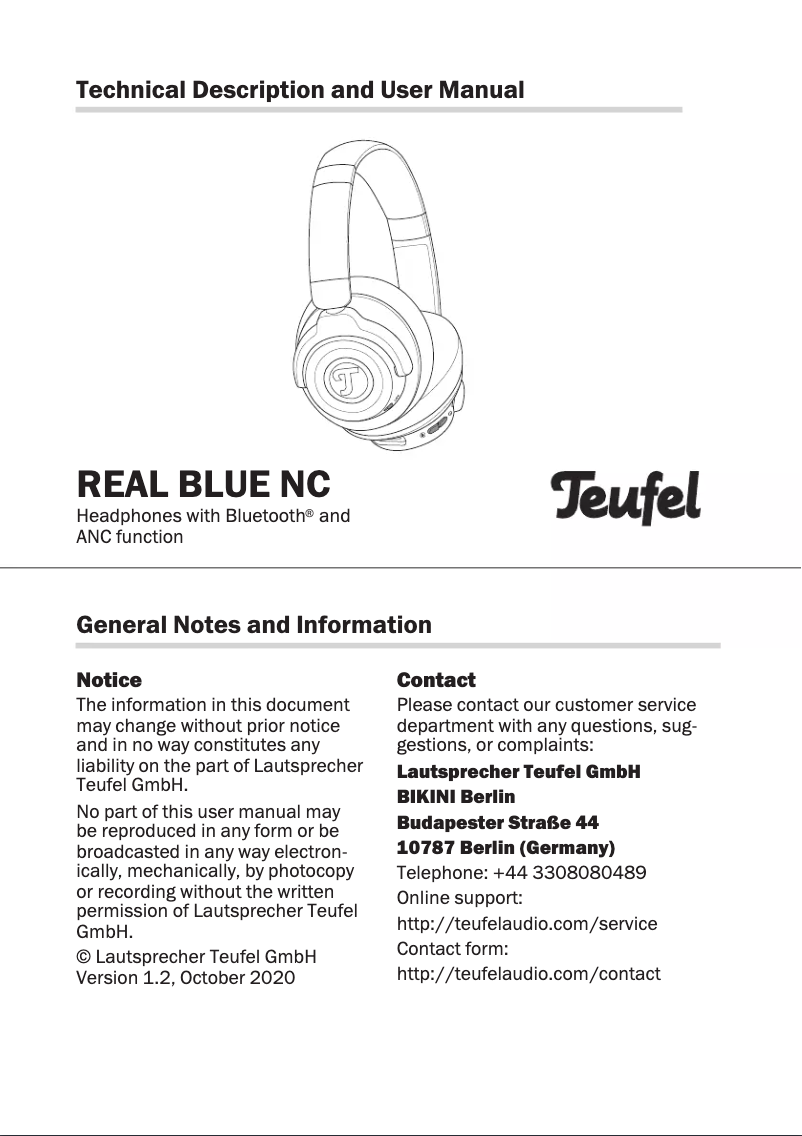 Imagen de la primera página del manual del dispositivo Real Pure