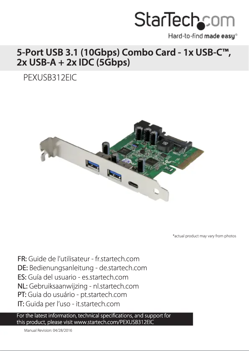 Imagen de la primera página del manual del dispositivo PEXUSB312EIC