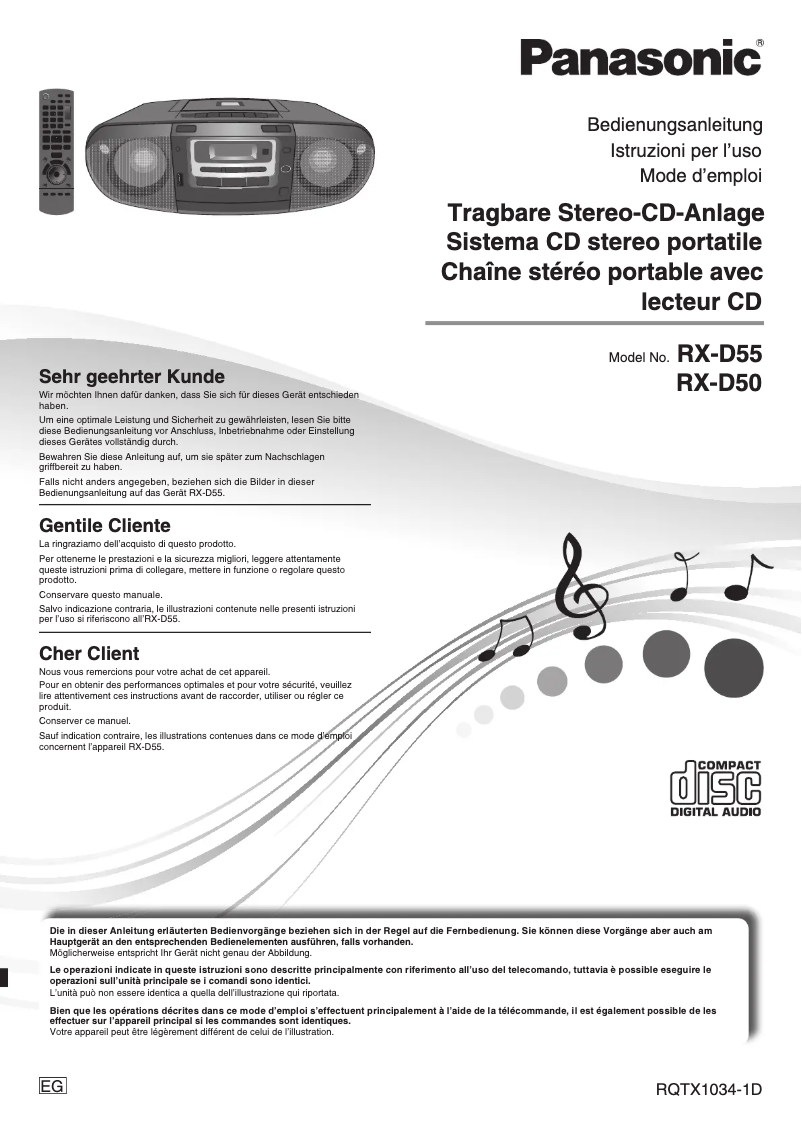 Imagen de la primera página del manual del dispositivo RX-D55