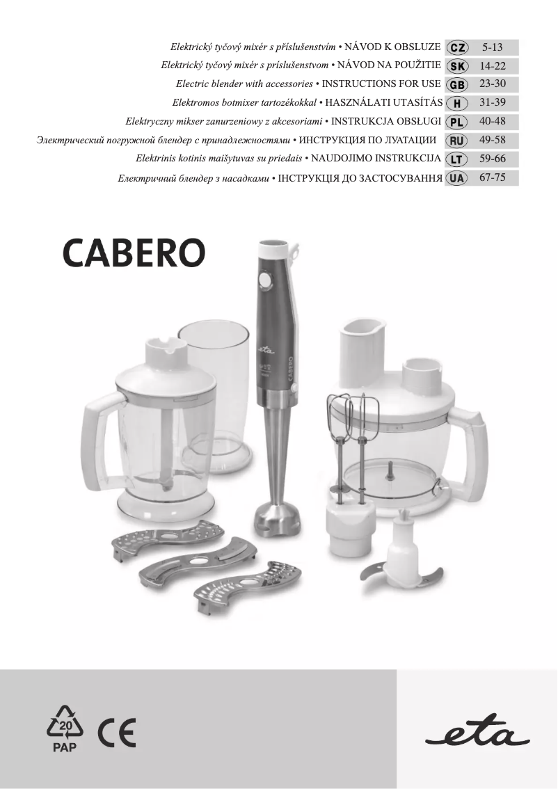 Imagen de la primera página del manual del dispositivo Cabero