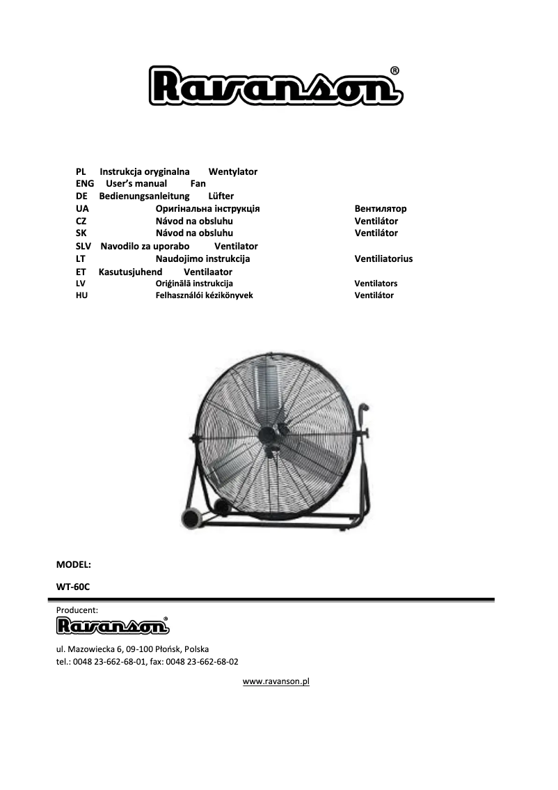 Página 1 del manual Manual de usuario Ravanson WT-60C