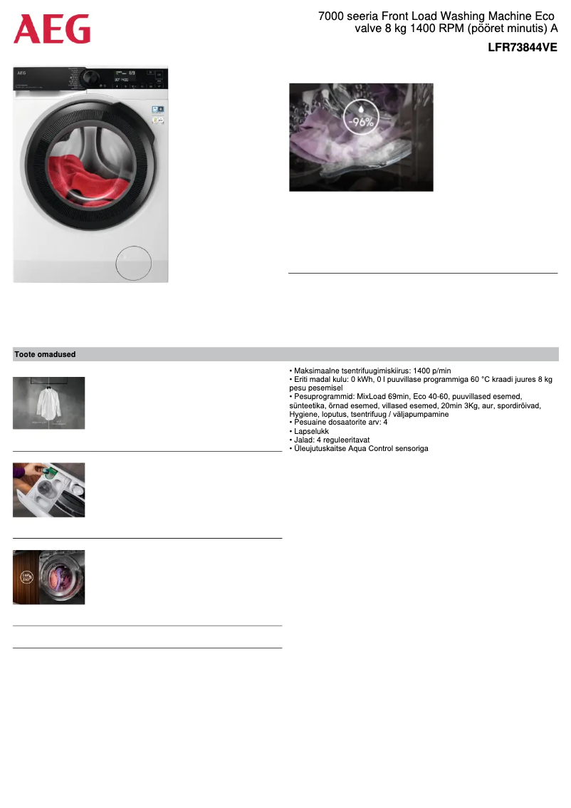 Página 1 del manual Ficha técnica AEG 7000 Series LFR73844VE