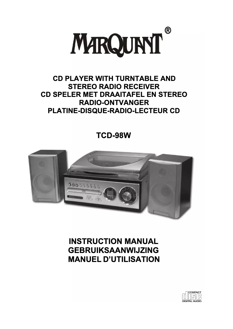 Página 1 del manual Manual de usuario Marquant TCD-98W