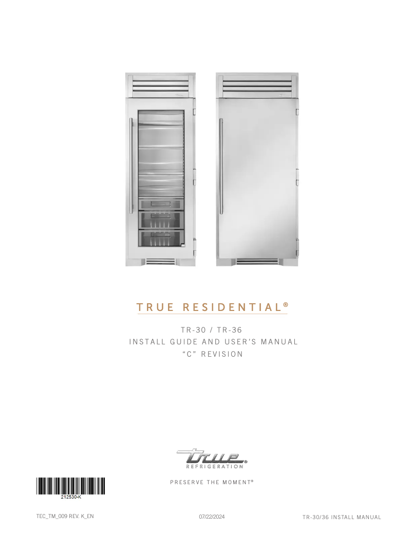 Página nº 1 - Manual de usuario True TR-30DZW-R-SG-C