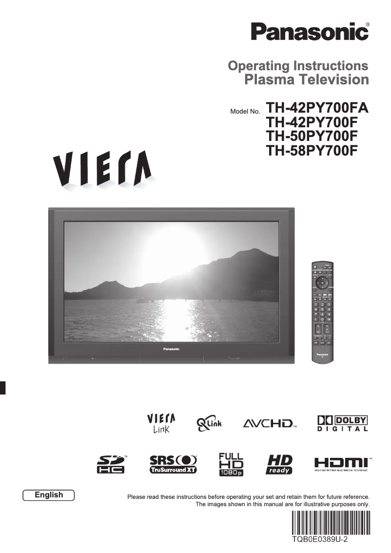 Imagen de la primera página del manual del dispositivo Viera TH-58PY700F