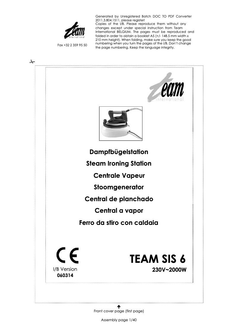 Página 1 del manual Manual de usuario Team SIS 6