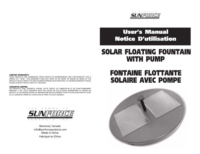 Página 1 del manual Manual de usuario Sunforce Solar