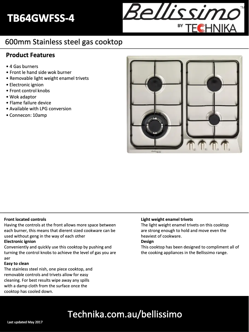 Página 1 del manual Ficha técnica Technika TB64GWFSS-4