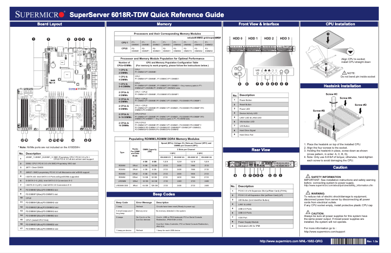 Imagen de la primera página del manual del dispositivo SuperServer 6018R-TDW