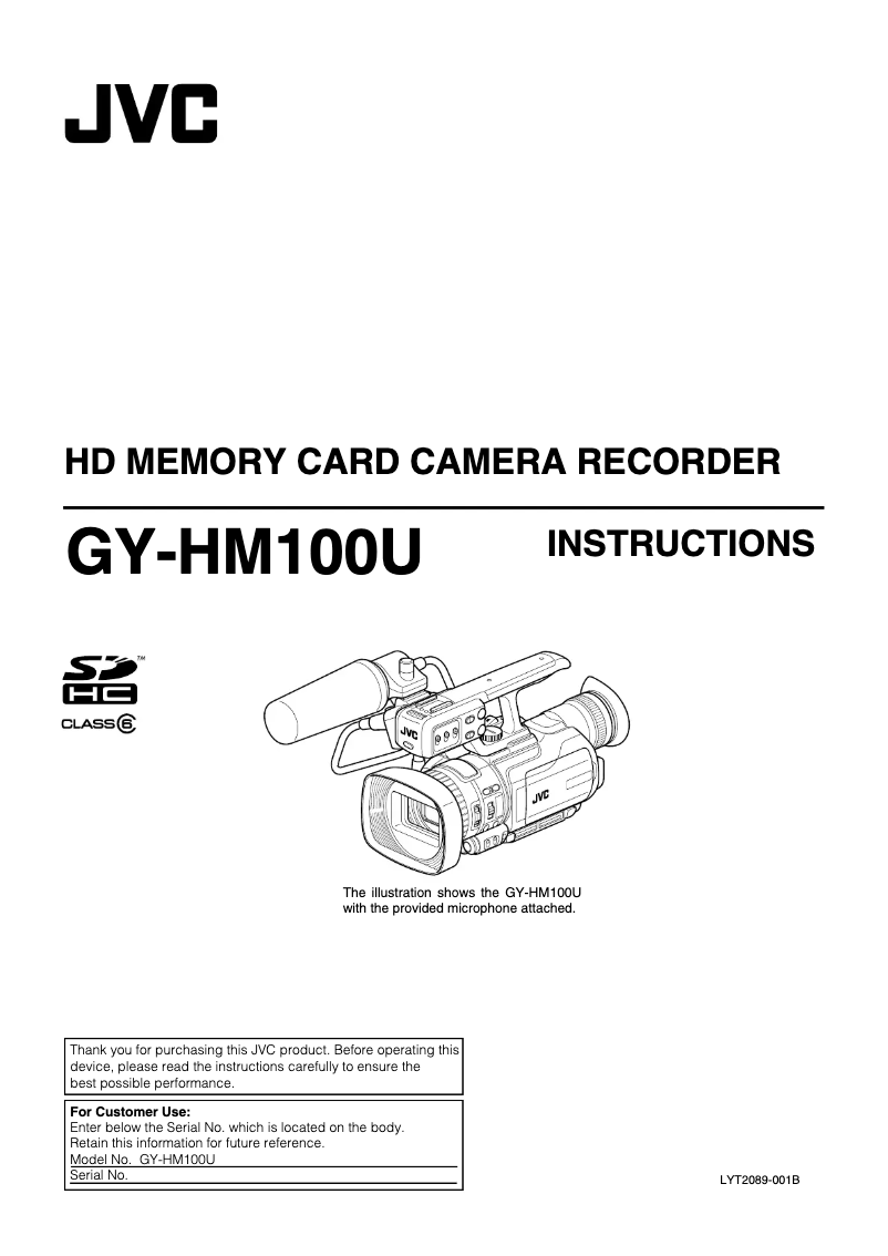 Página 1 del manual Manual de usuario JVC GY-HM100U