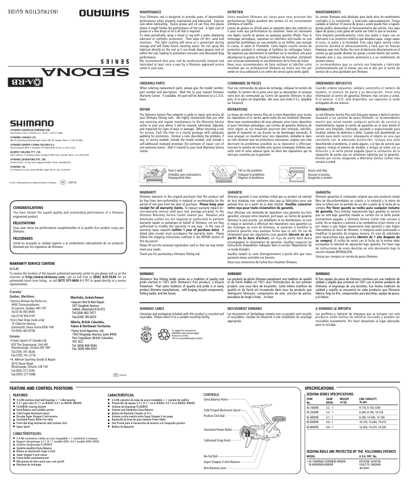 Página 1 del manual Manual de usuario Shimano Sedona 6000FB
