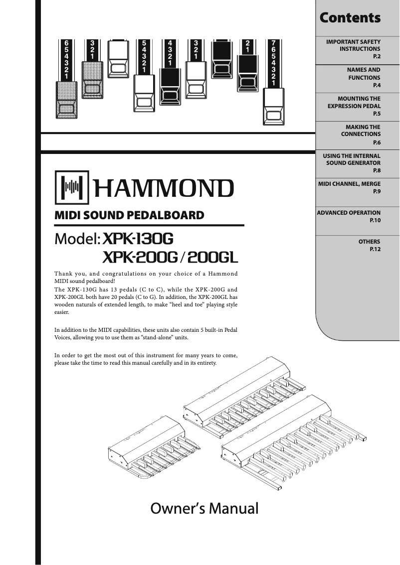 Página 1 del manual Manual de usuario Hammond PK-200GL