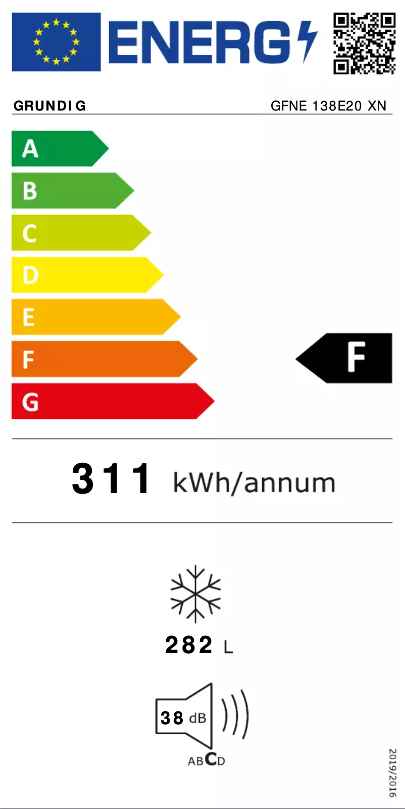 Página nº 1 - Etiqueta energética Grundig GFNE 138E20 XN