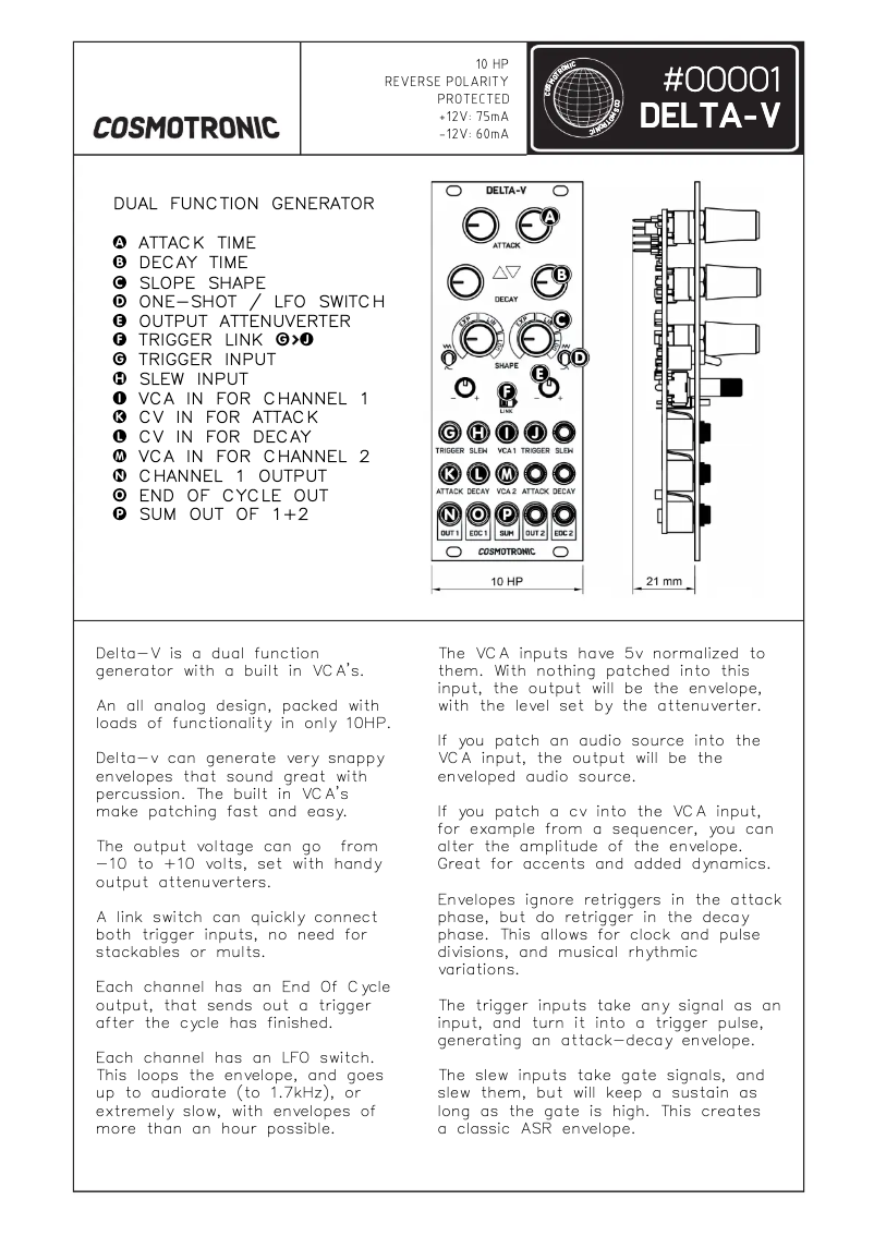 Página nº 1 - Manual de usuario Cosmotronic Delta-V