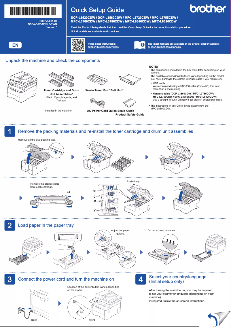 Imagen de la primera página del manual del dispositivo MFC-L3755CDW