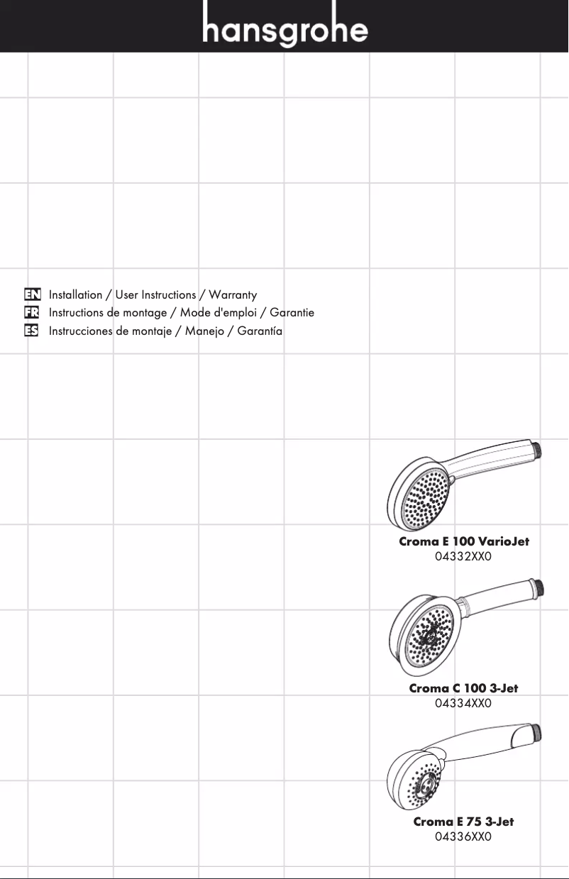 Página 1 del manual Manual de usuario Hansgrohe Croma E 75 3-Jet