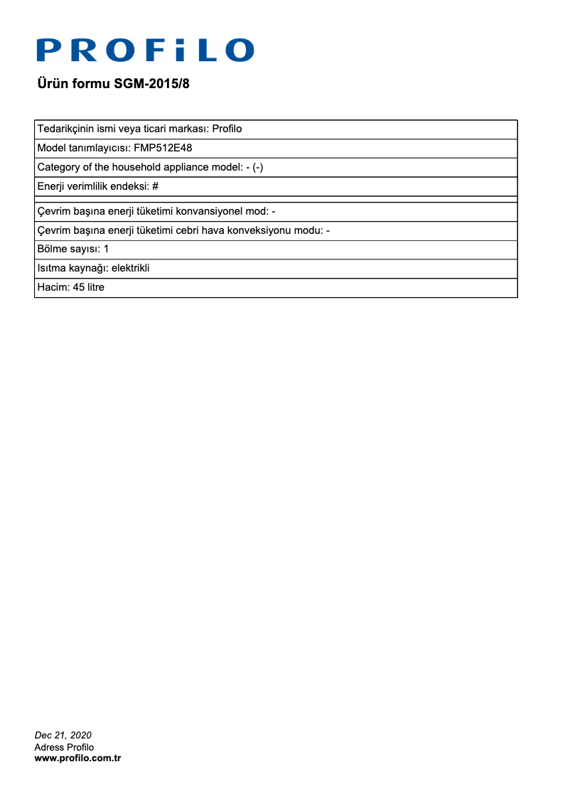 Página 1 del manual Manual de instrucciones Profilo FMP512E48