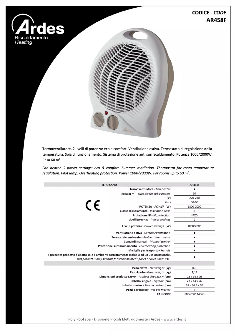 Imagen de la primera página del manual del dispositivo AR451F