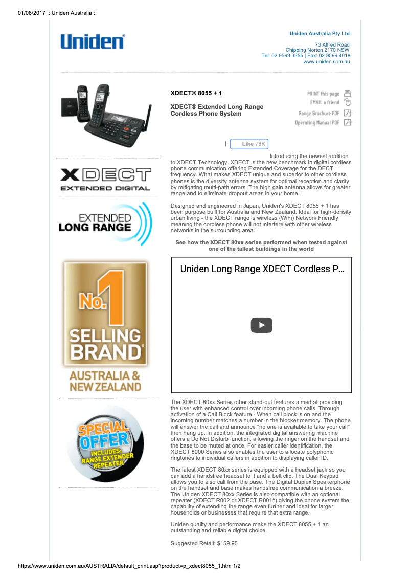 Página 1 del manual Manual de usuario Uniden XDECT 8055