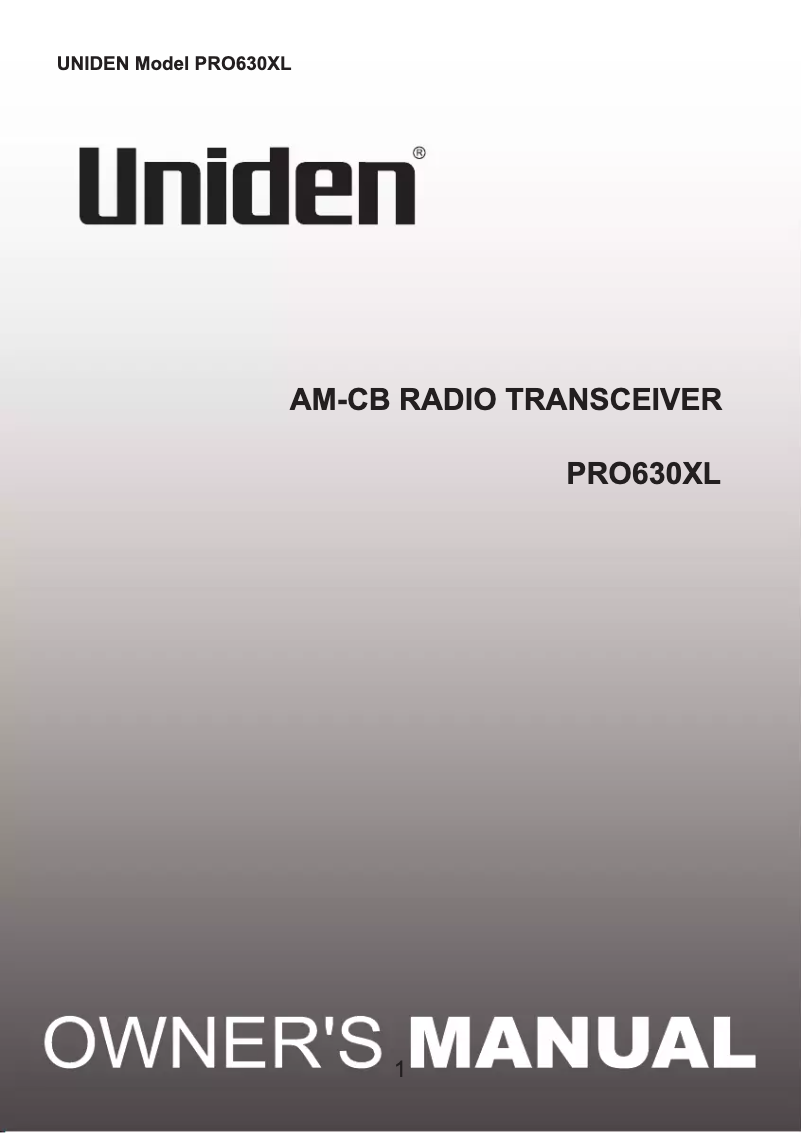 Página nº 1 - Manual de usuario Uniden PRO630XL