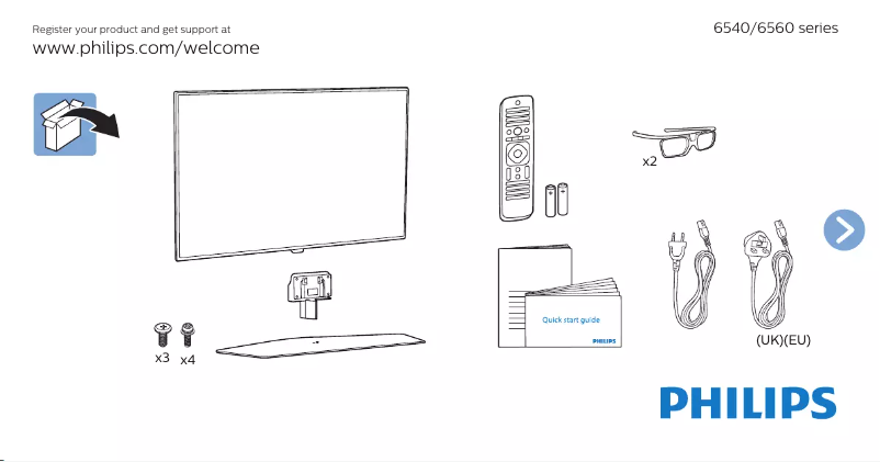 Página 1 del manual Guía de inicio rápido Philips 6500 series 55PFK6540