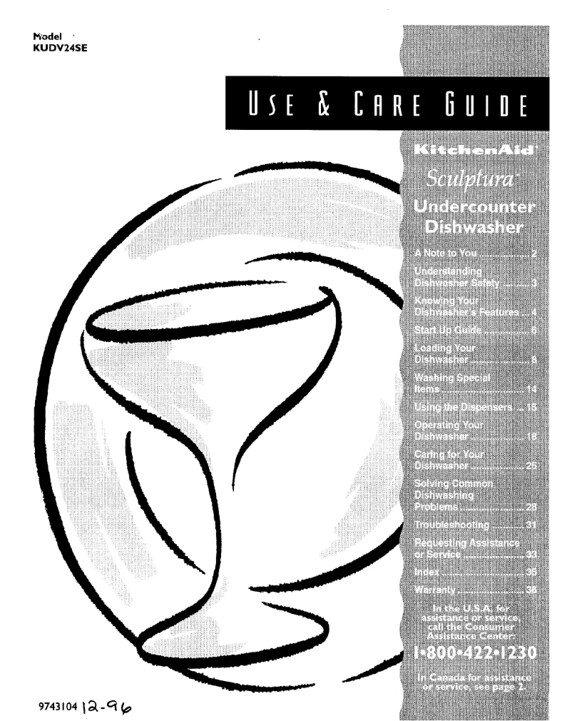 Página nº 1 - Manual de usuario KitchenAid Sculptura KUDV24SEBL5