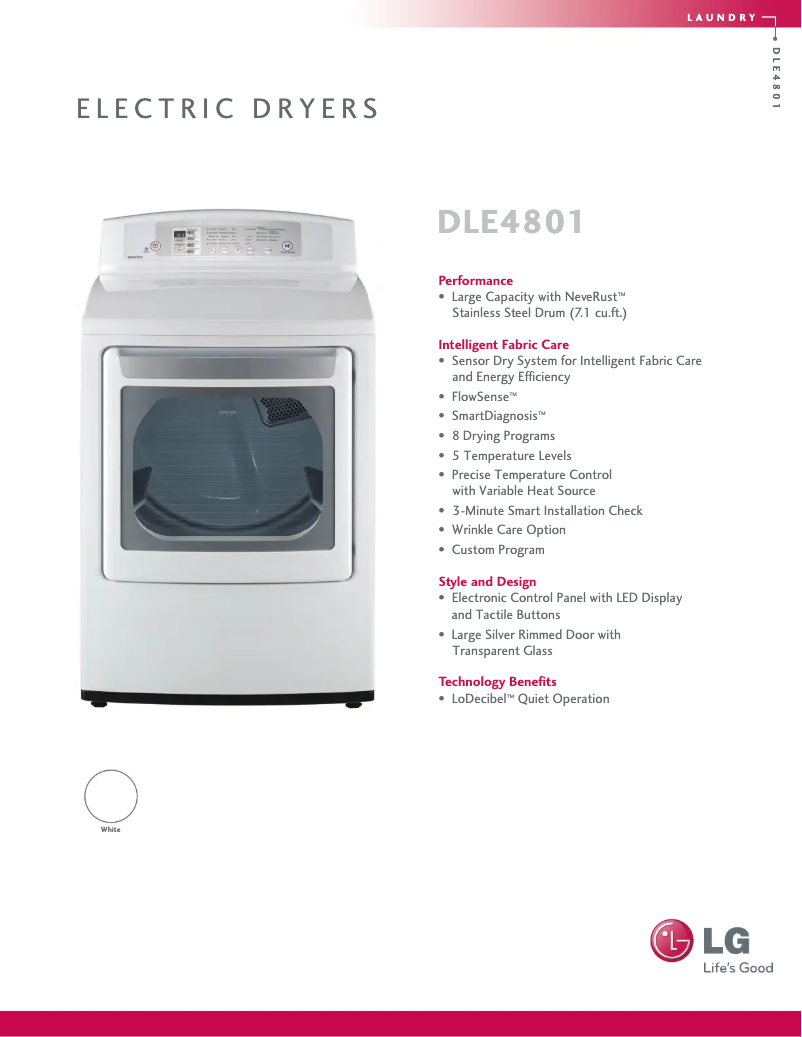 Imagen de la primera página del manual del dispositivo DLE4801W