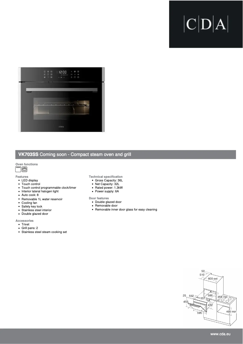 Página 1 del manual Ficha técnica CDA VK703SS