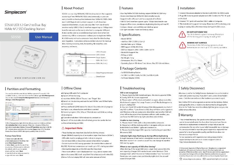 Imagen de la primera página del manual del dispositivo SD550